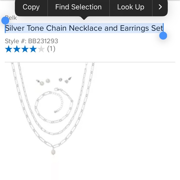 Belk silver tone chain necklace and earring’s set paper clip - Picture 1 of 3